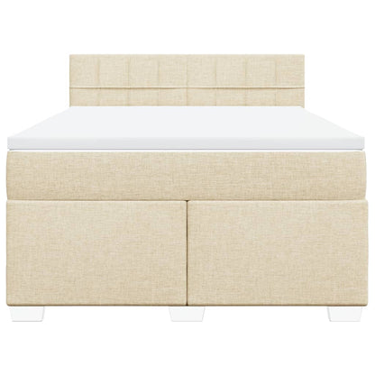 Giroletto a Molle con Materasso Crema 160x200 cm in Tessuto | homemem39