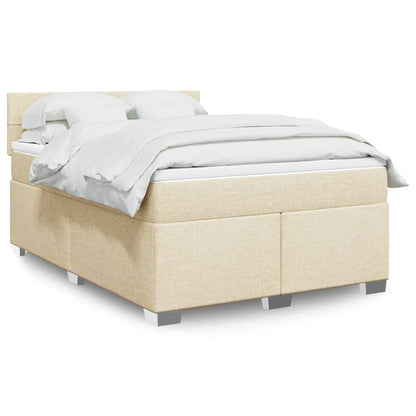 Giroletto a Molle con Materasso Crema 160x200 cm in Tessuto | homemem39