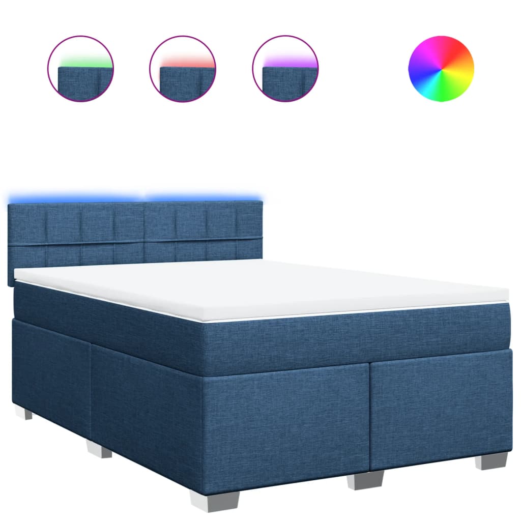 Giroletto a Molle con Materasso Blu 160x200 cm in Tessuto | homemem39