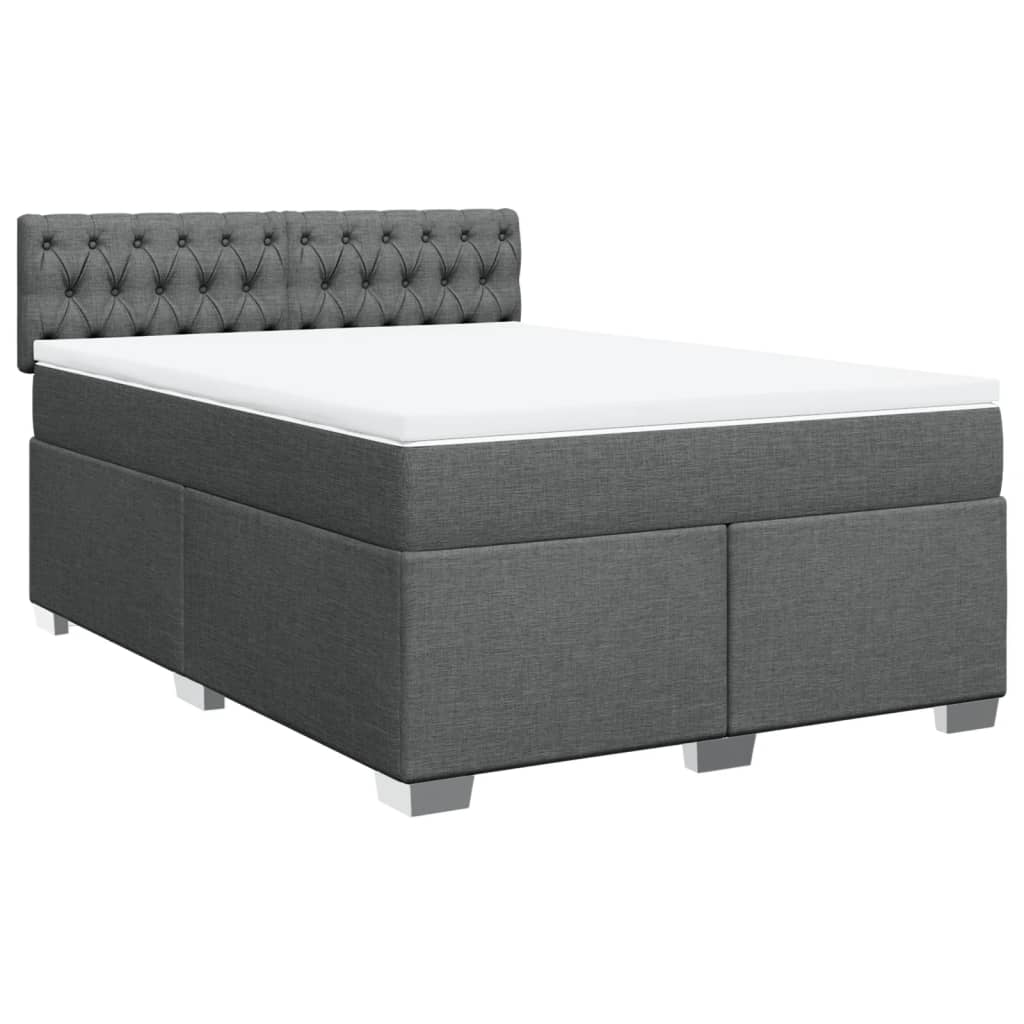 Giroletto a Molle con Materasso Grigio Scuro 160x200 cm Tessuto