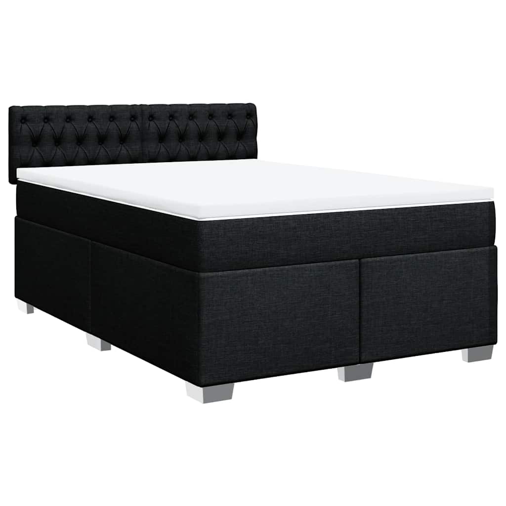 Giroletto a Molle con Materasso Nero 160x200 cm in Tessuto