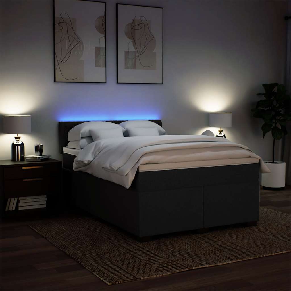 Giroletto a Molle con Materasso Nero 160x200 cm in Tessuto | homemem39
