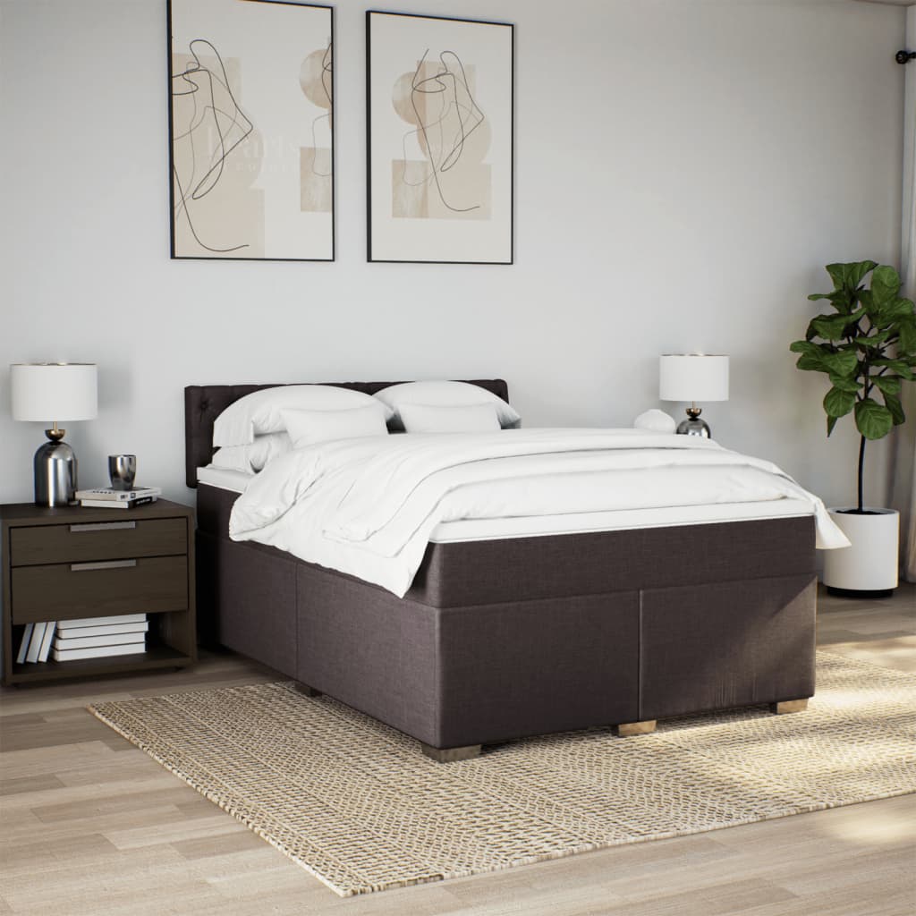 Giroletto a Molle con Materasso Marrone Scuro 160x200cm Tessuto