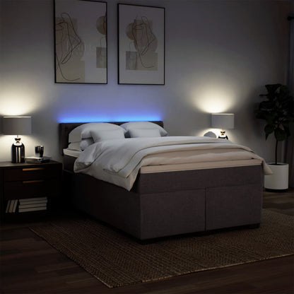 Giroletto a Molle con Materasso Marrone Scuro 160x200cm Tessuto | homemem39