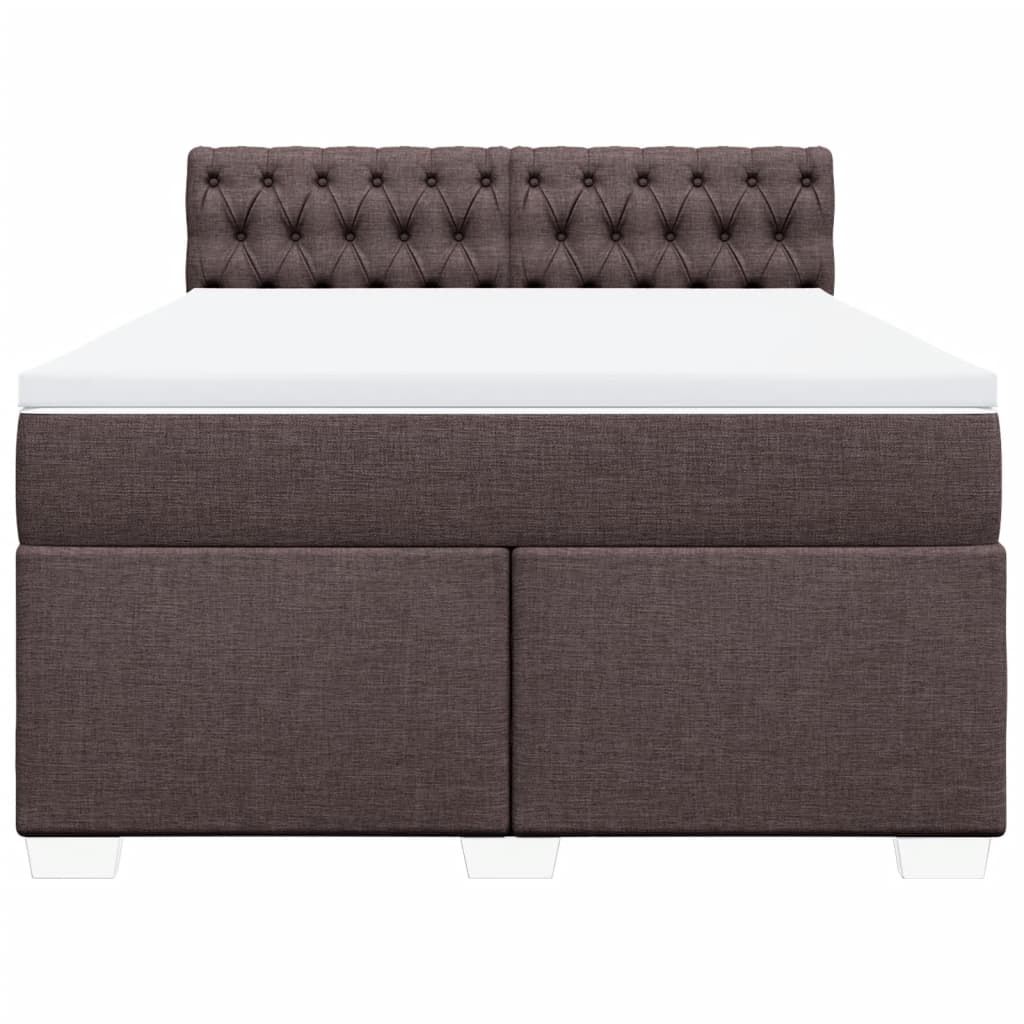 Giroletto a Molle con Materasso Marrone Scuro 160x200cm Tessuto