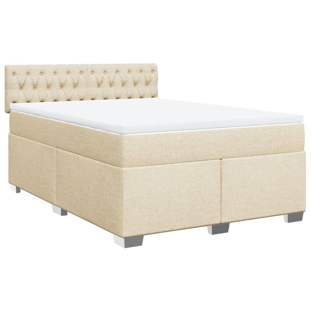 Giroletto a Molle con Materasso Crema 160x200 cm in Tessuto | homemem39