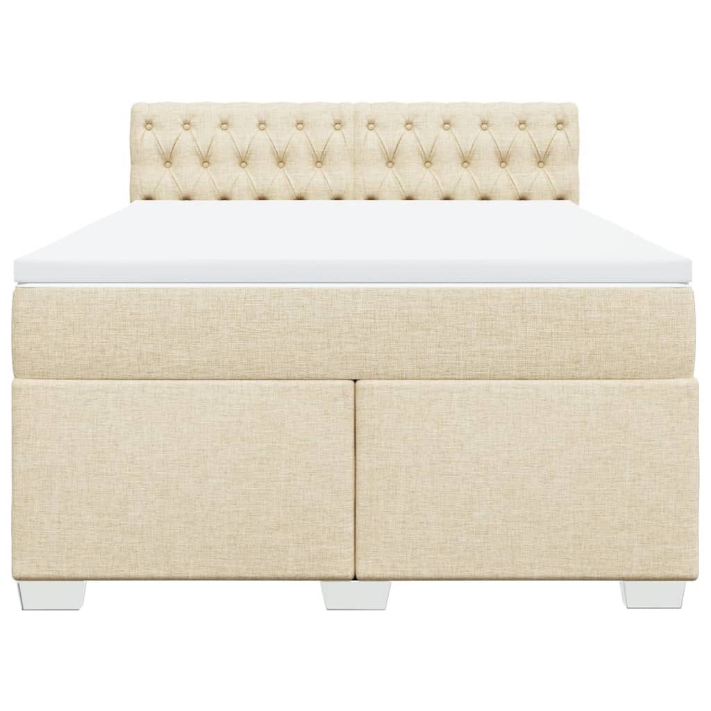 Giroletto a Molle con Materasso Crema 160x200 cm in Tessuto | homemem39