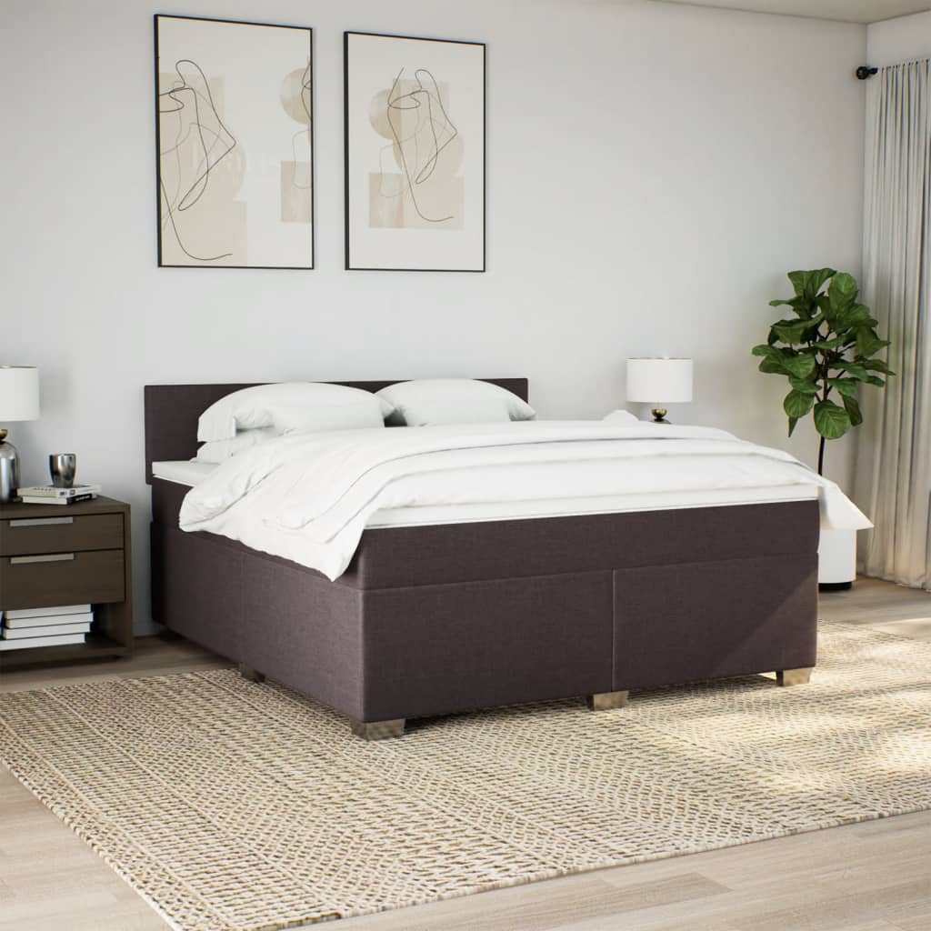 Giroletto a Molle con Materasso Marrone Scuro 180x200cm Tessuto