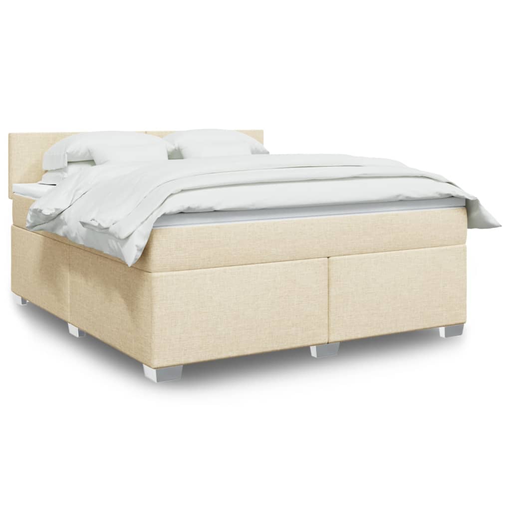 Giroletto a Molle con Materasso Crema 180x200 cm in Tessuto