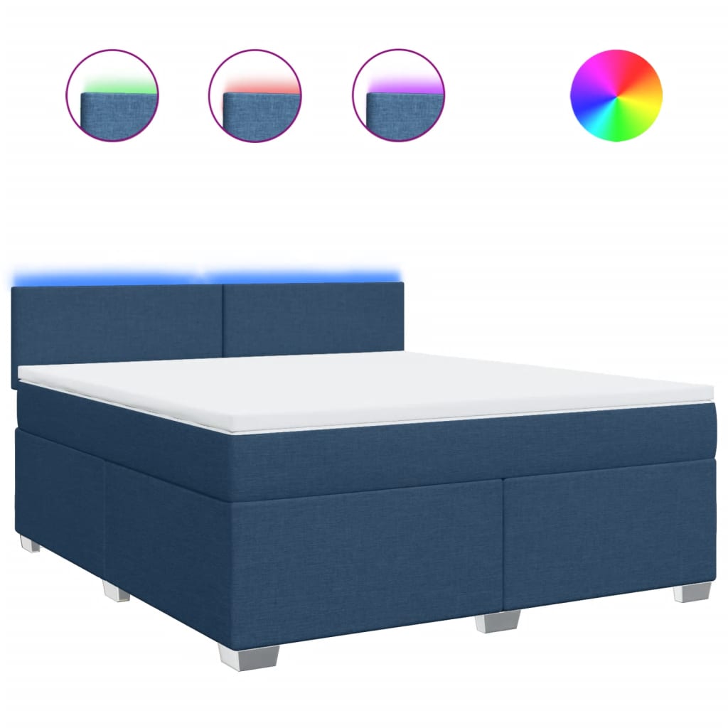 Giroletto a Molle con Materasso Blu 180x200 cm in Tessuto | homemem39
