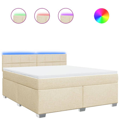 Giroletto a Molle con Materasso Crema 180x200 cm in Tessuto