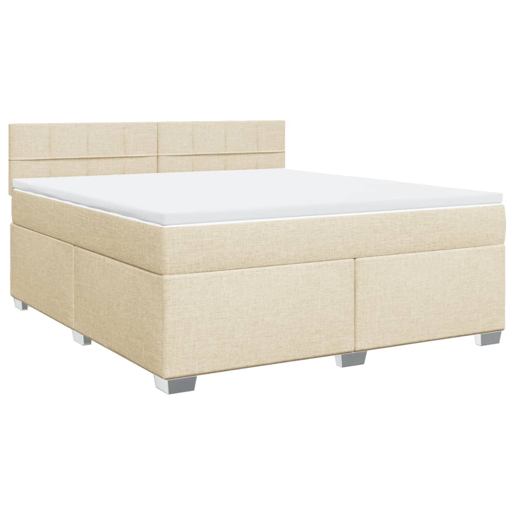 Giroletto a Molle con Materasso Crema 180x200 cm in Tessuto