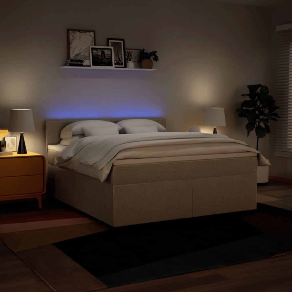 Giroletto a Molle con Materasso Crema 180x200 cm in Tessuto