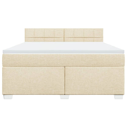 Giroletto a Molle con Materasso Crema 180x200 cm in Tessuto | homemem39