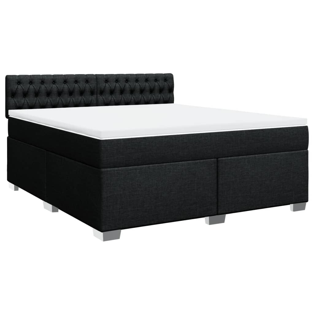 Giroletto a Molle con Materasso Nero 180x200 cm in Tessuto