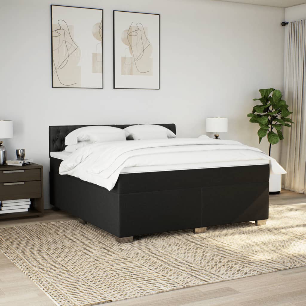 Giroletto a Molle con Materasso Nero 180x200 cm in Tessuto