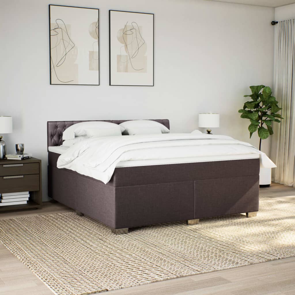 Giroletto a Molle con Materasso Marrone Scuro 180x200cm Tessuto