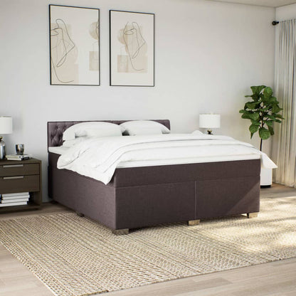 Giroletto a Molle con Materasso Marrone Scuro 180x200cm Tessuto