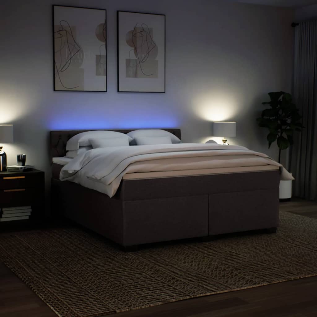 Giroletto a Molle con Materasso Marrone Scuro 180x200cm Tessuto | homemem39