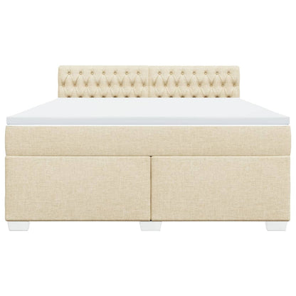 Giroletto a Molle con Materasso Crema 180x200 cm in Tessuto | homemem39