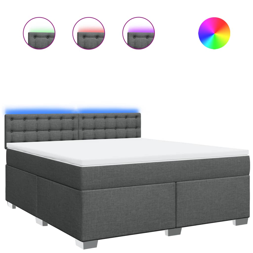 Giroletto a Molle con Materasso Grigio Scuro 180x200 cm Tessuto - homemem39