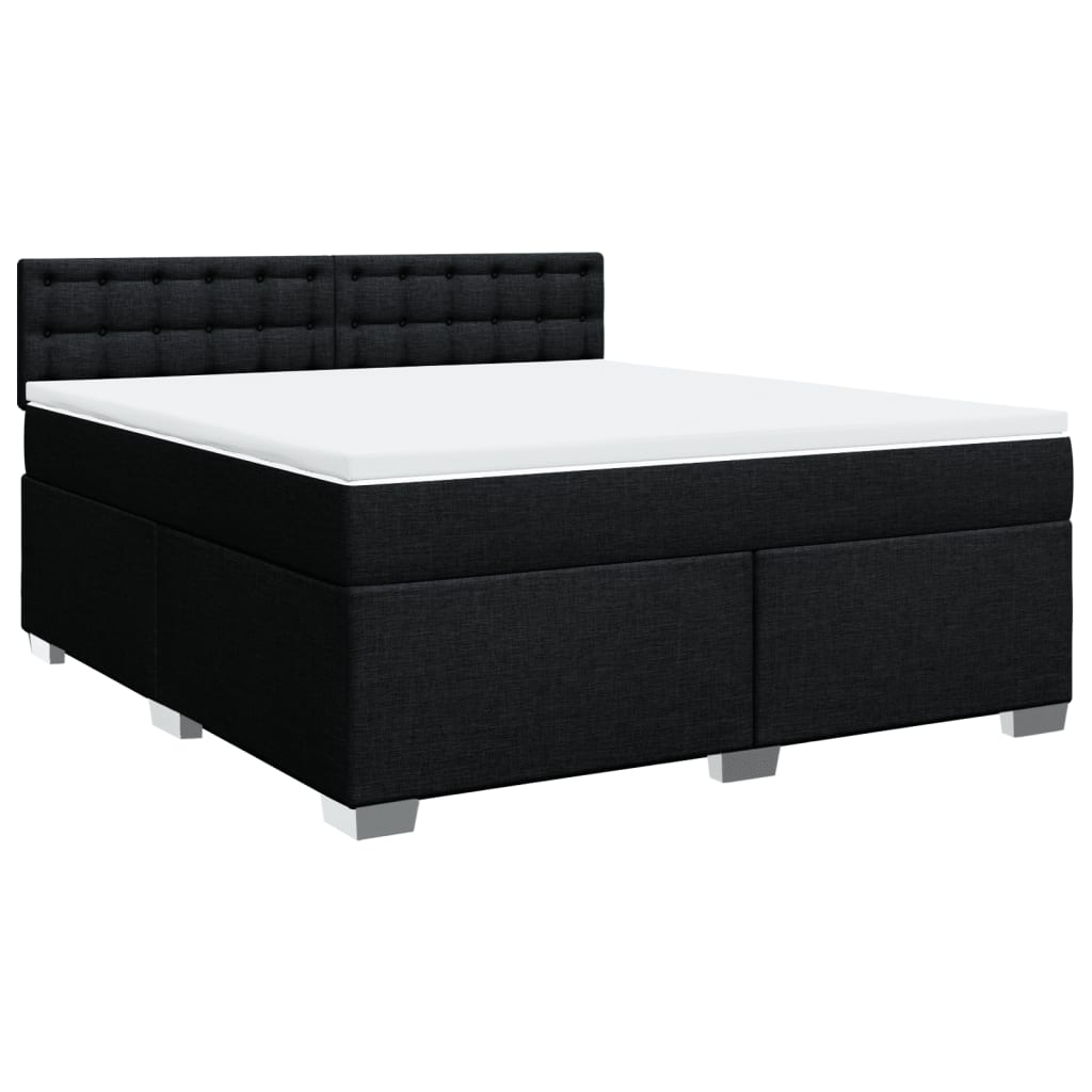 Giroletto a Molle con Materasso Nero 180x200 cm in Tessuto