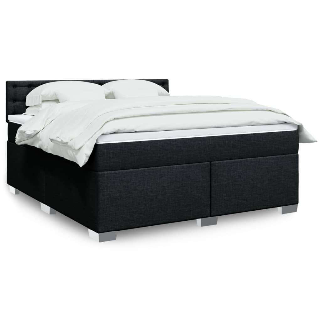 Giroletto a Molle con Materasso Nero 180x200 cm in Tessuto