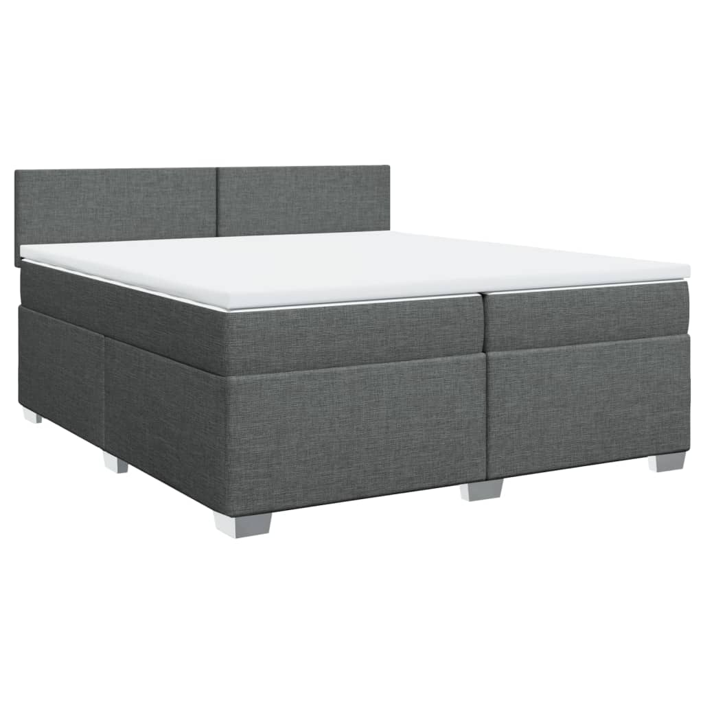 Giroletto a Molle con Materasso Grigio Scuro 200x200 cm Tessuto