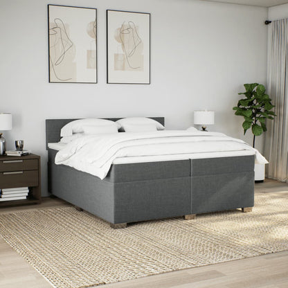 Giroletto a Molle con Materasso Grigio Scuro 200x200 cm Tessuto