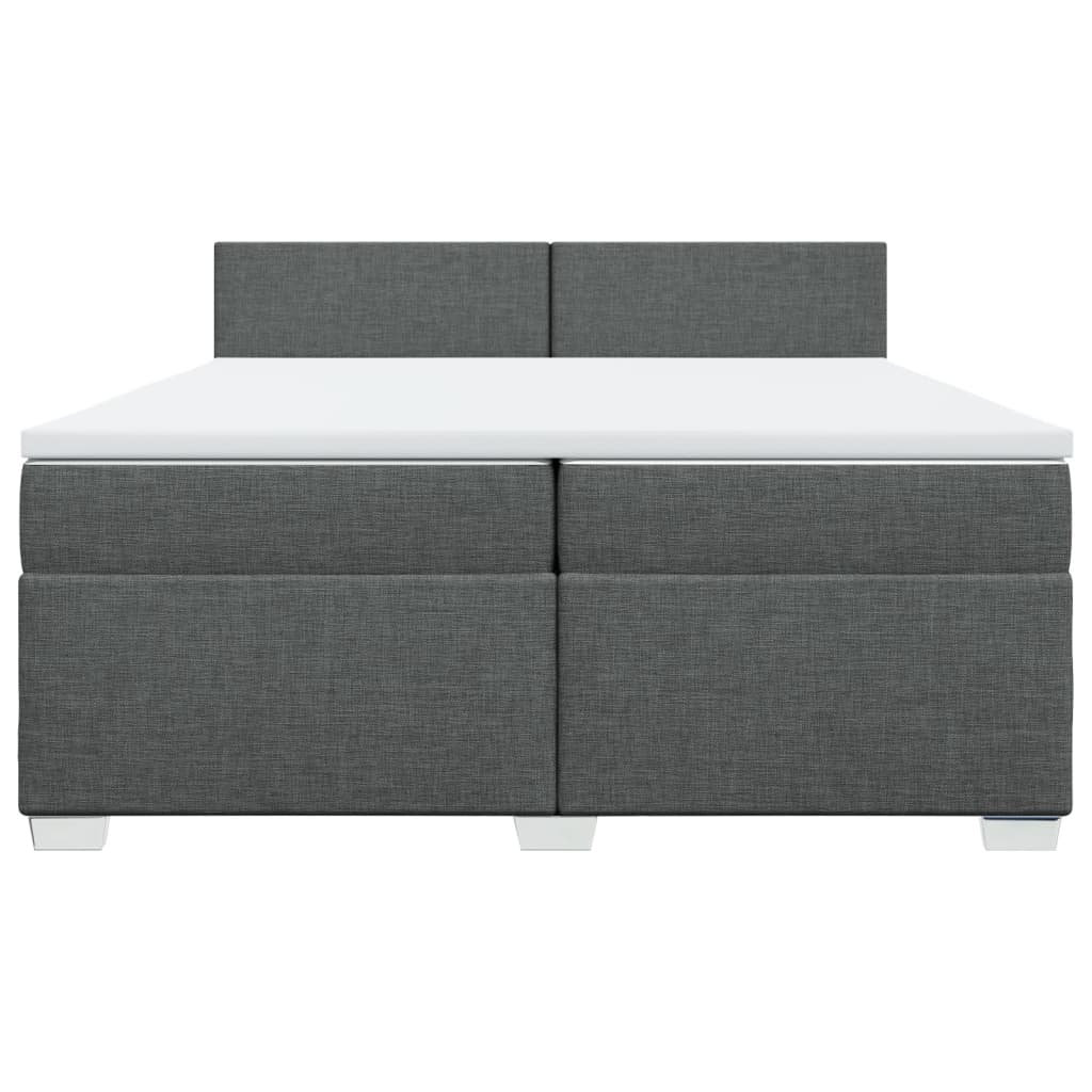 Giroletto a Molle con Materasso Grigio Scuro 200x200 cm Tessuto