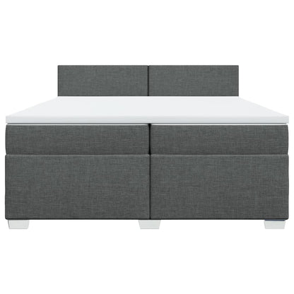 Giroletto a Molle con Materasso Grigio Scuro 200x200 cm Tessuto