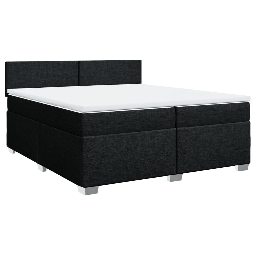 Giroletto a Molle con Materasso Nero 200x200 cm in Tessuto