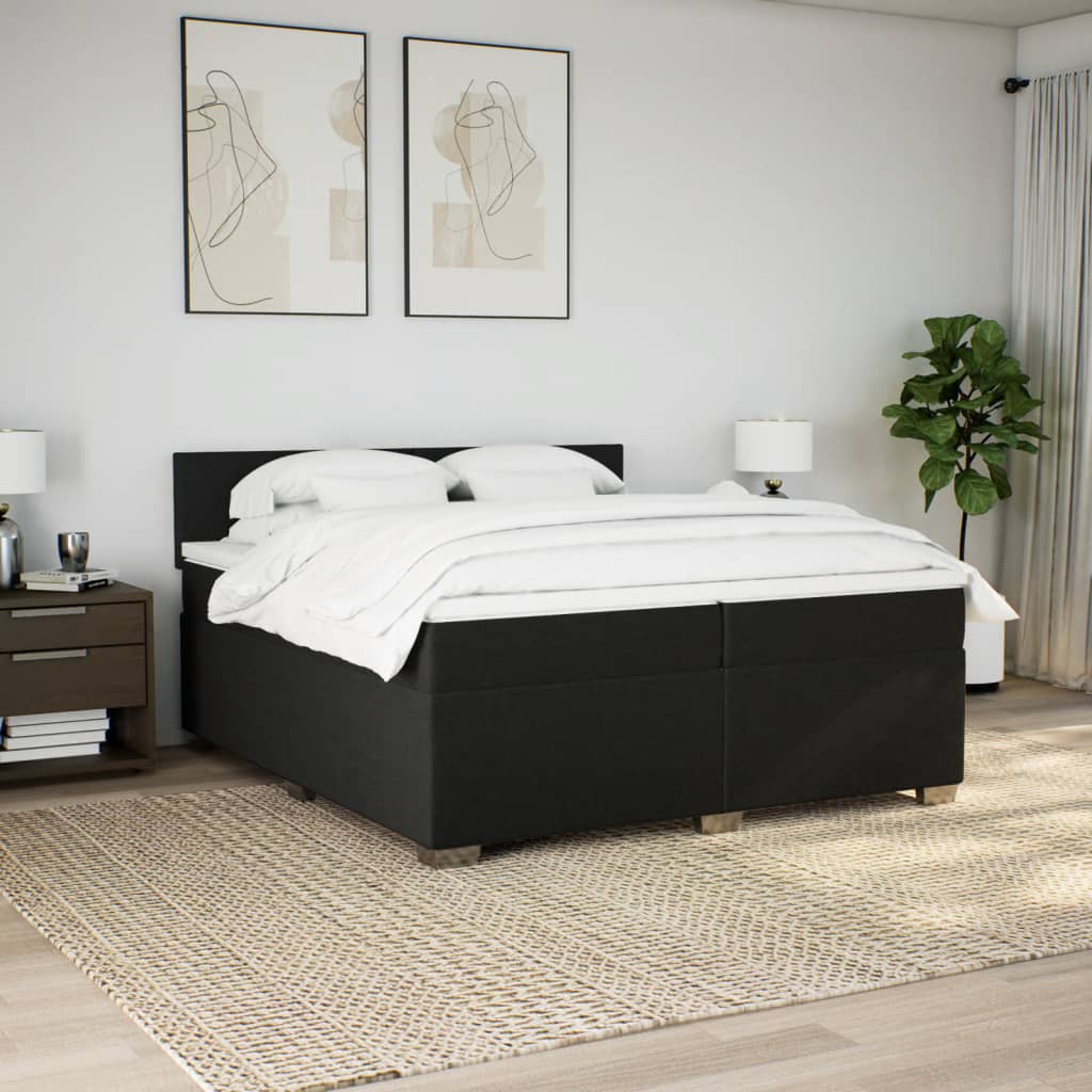 Giroletto a Molle con Materasso Nero 200x200 cm in Tessuto