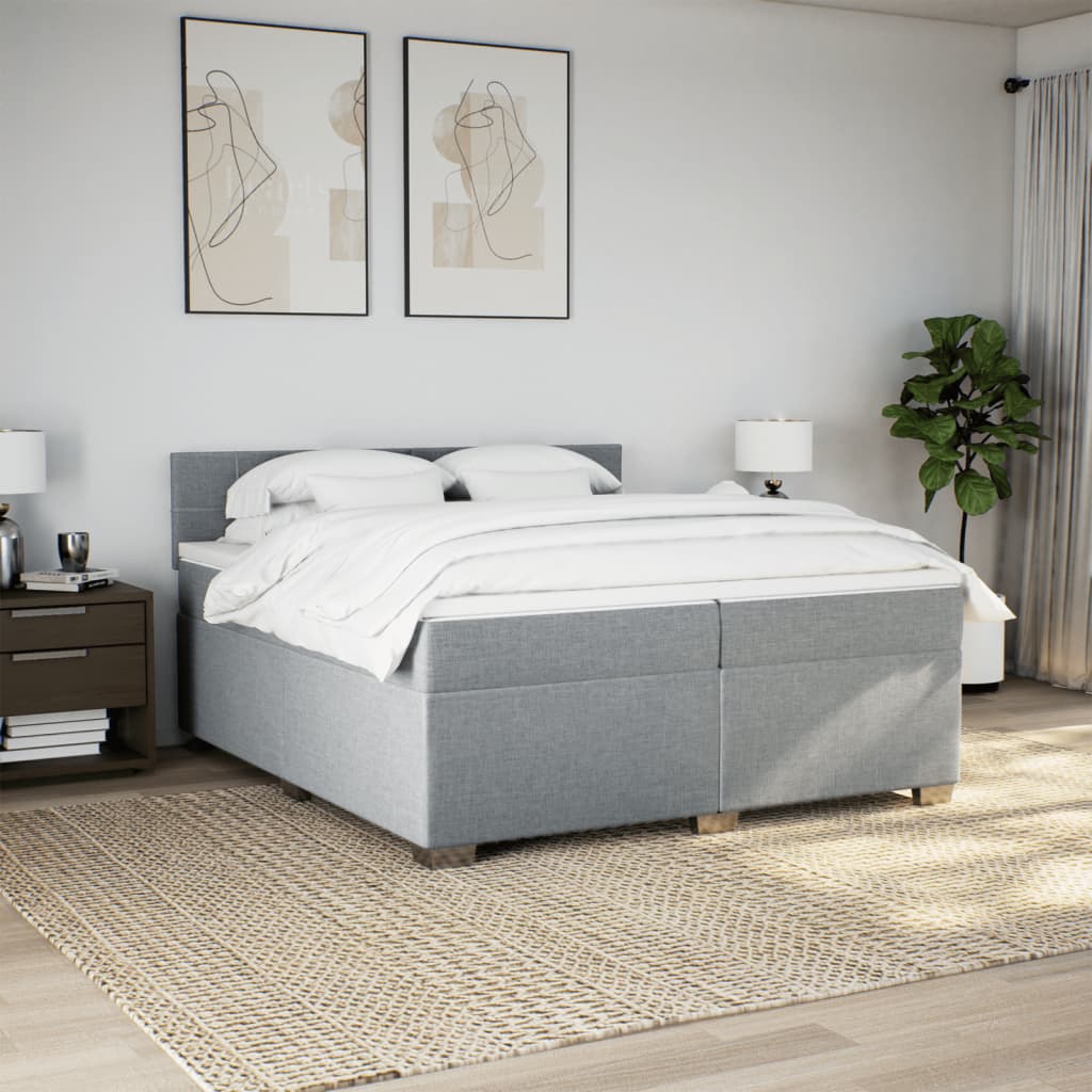 Giroletto a Molle con Materasso Grigio Chiaro 200x200cm Tessuto