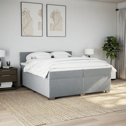 Giroletto a Molle con Materasso Grigio Chiaro 200x200cm Tessuto