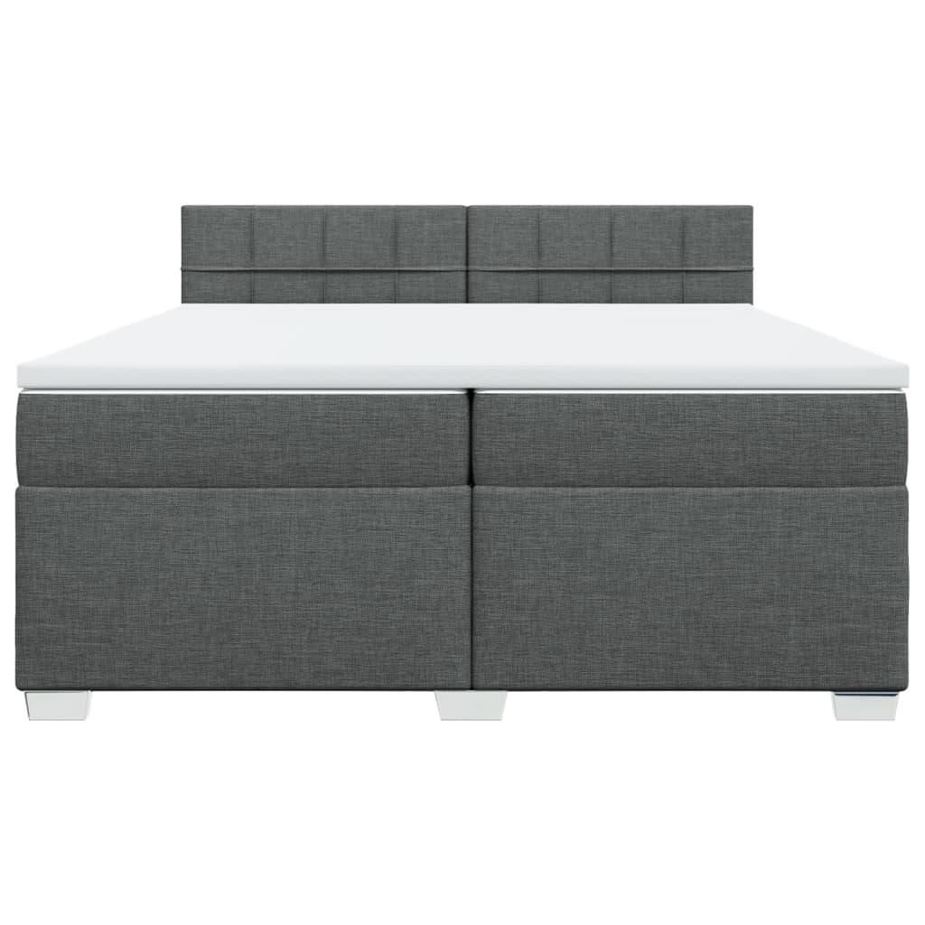 Giroletto a Molle con Materasso Grigio Scuro 200x200 cm Tessuto