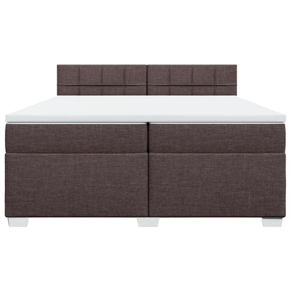 Giroletto a Molle con Materasso Marrone Scuro 200x200cm Tessuto