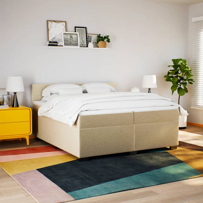 Giroletto a Molle con Materasso Crema 200x200 cm in Tessuto