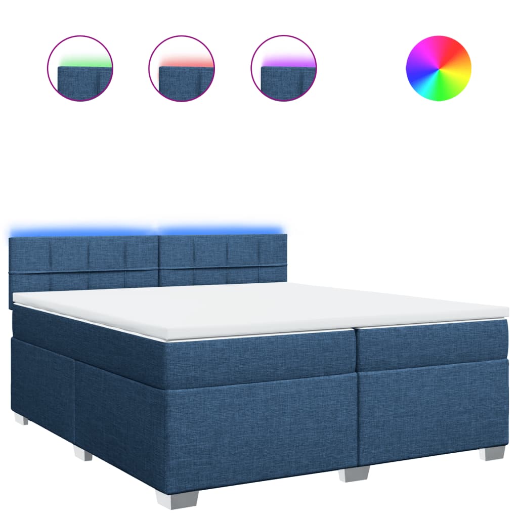 Giroletto a Molle con Materasso Blu 200x200 cm in Tessuto | homemem39