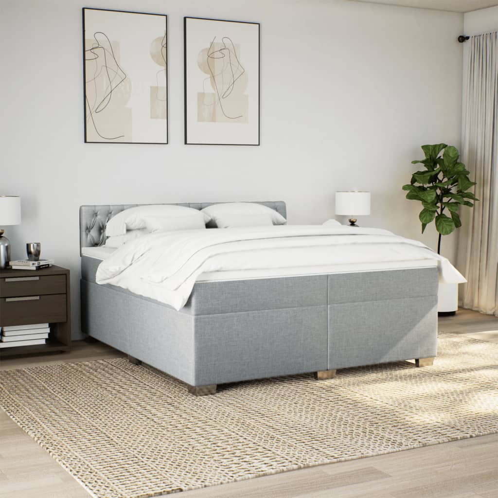 Giroletto a Molle con Materasso Grigio Chiaro 200x200cm Tessuto
