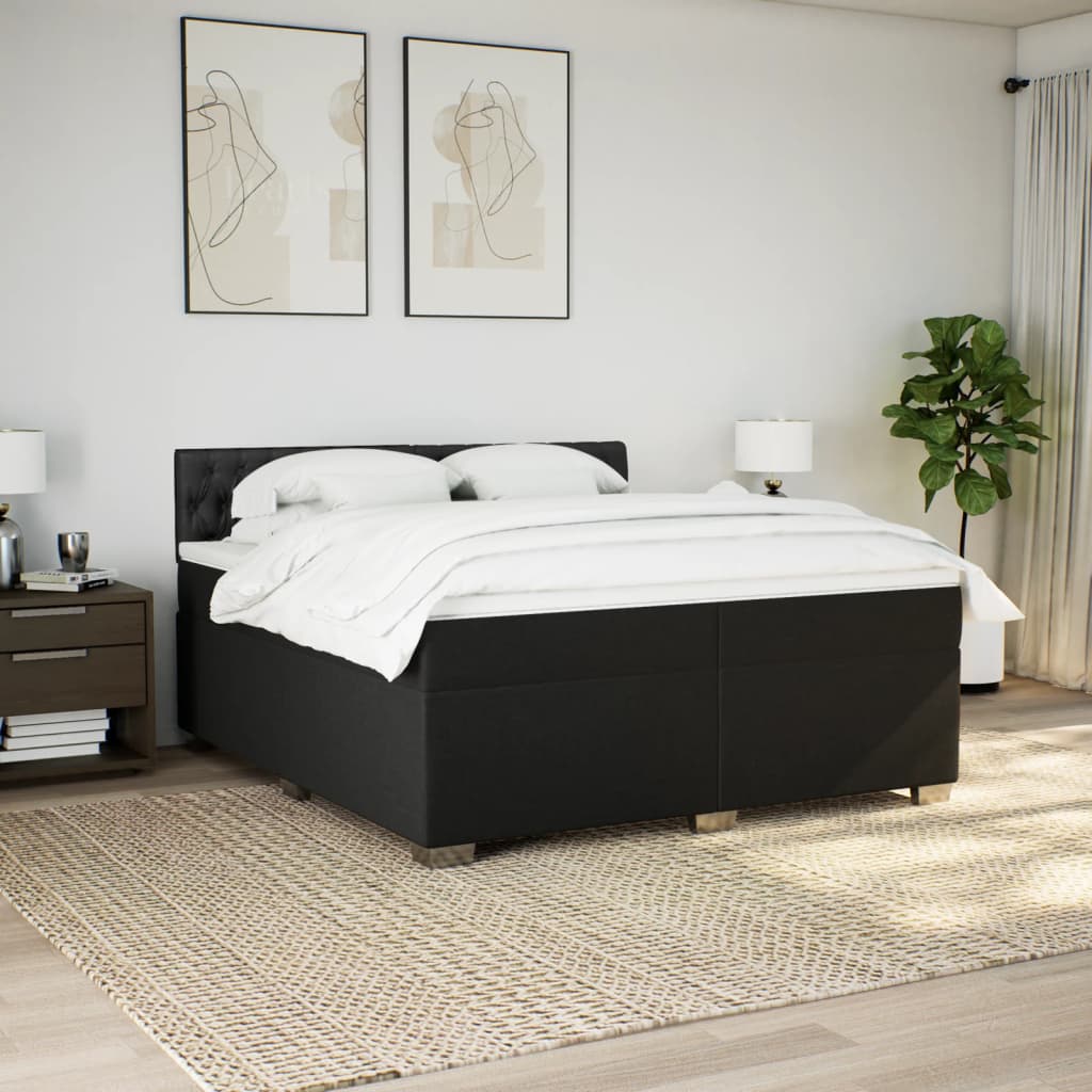 Giroletto a Molle con Materasso Nero 200x200 cm in Tessuto