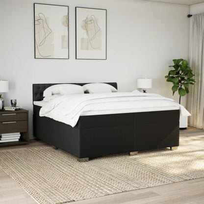 Giroletto a Molle con Materasso Nero 200x200 cm in Tessuto