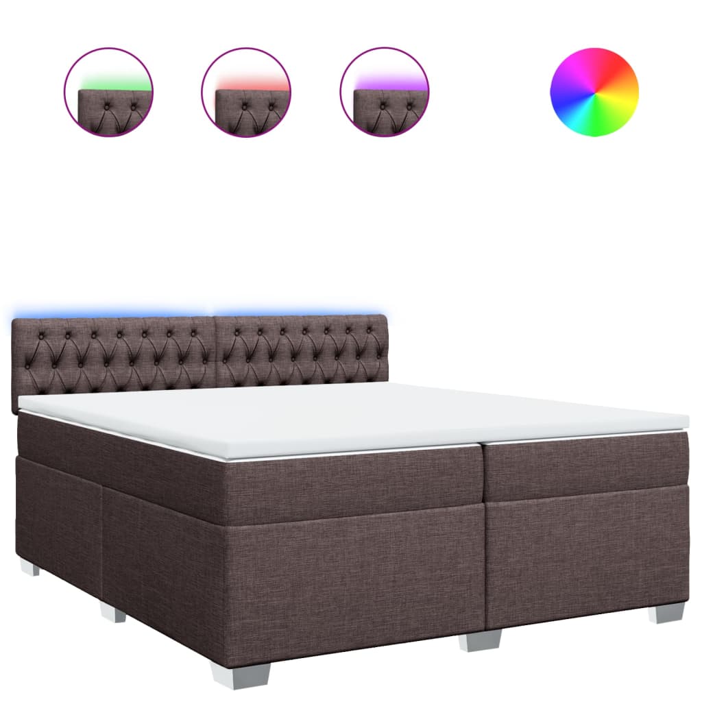 Giroletto a Molle con Materasso Marrone Scuro 200x200cm Tessuto | homemem39
