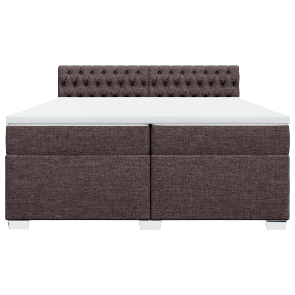 Giroletto a Molle con Materasso Marrone Scuro 200x200cm Tessuto | homemem39