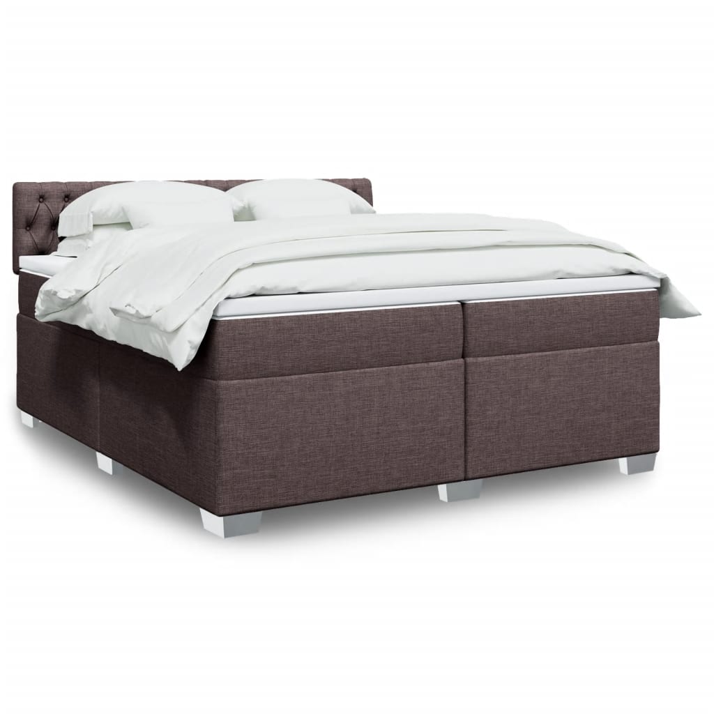 Giroletto a Molle con Materasso Marrone Scuro 200x200cm Tessuto | homemem39