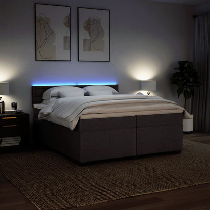 Giroletto a Molle con Materasso Marrone Scuro 200x200cm Tessuto | homemem39