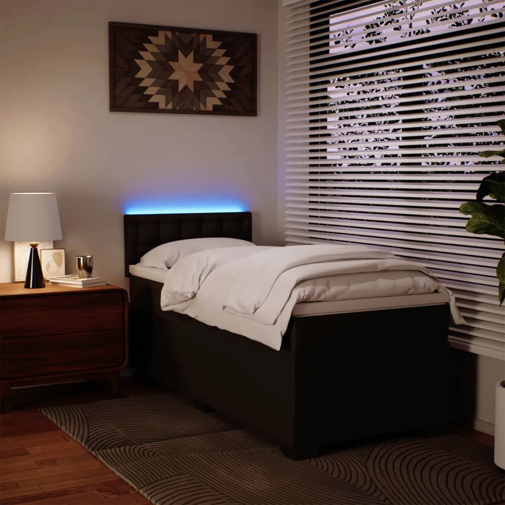 Giroletto a Molle con Materasso Nero 90x200 cm in Similpelle - homemem39