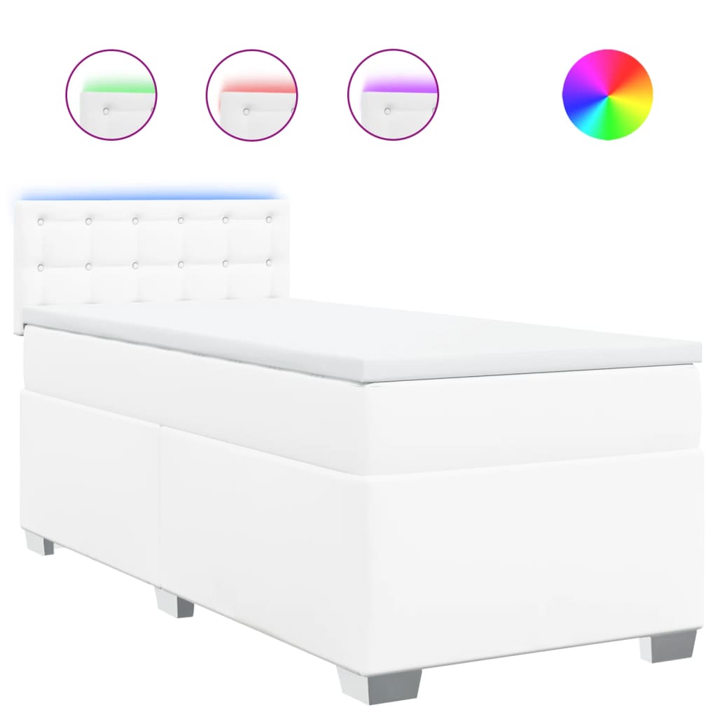 Giroletto a Molle con Materasso Bianco 90x200 cm in Similpelle - homemem39