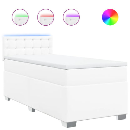 Giroletto a Molle con Materasso Bianco 90x200 cm in Similpelle - homemem39