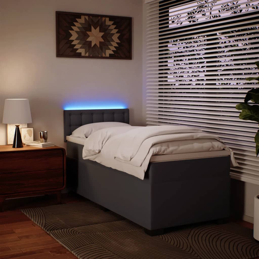 Giroletto a Molle con Materasso Grgio 90x200 cm in Similpelle - homemem39